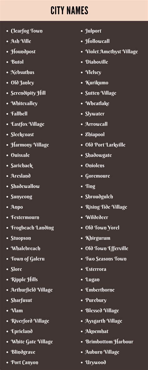what are some good fake city names
